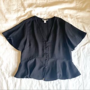 Topshop Black Peplum Blouse